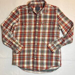 American Eagle 100 Cotton L Heavy Shirt Mens Plaid Long Sleeve Button Up Shacket